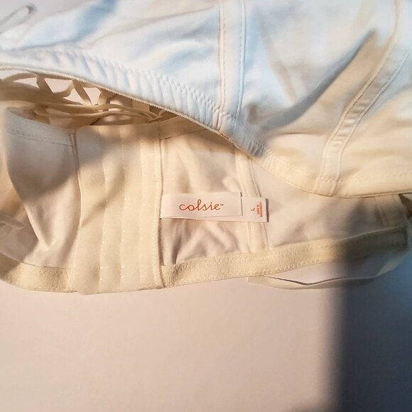 Lace-Trimmed Corset Top With Adjustable Straps By Colsie Size Large Ivory - Picture 5 of 8